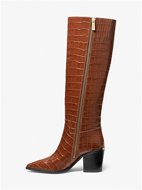 michael kors loni boot|Loni Crocodile Embossed Leather Boot .